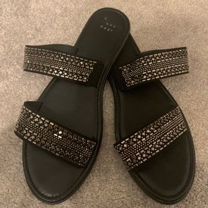 Black sparkle sandals